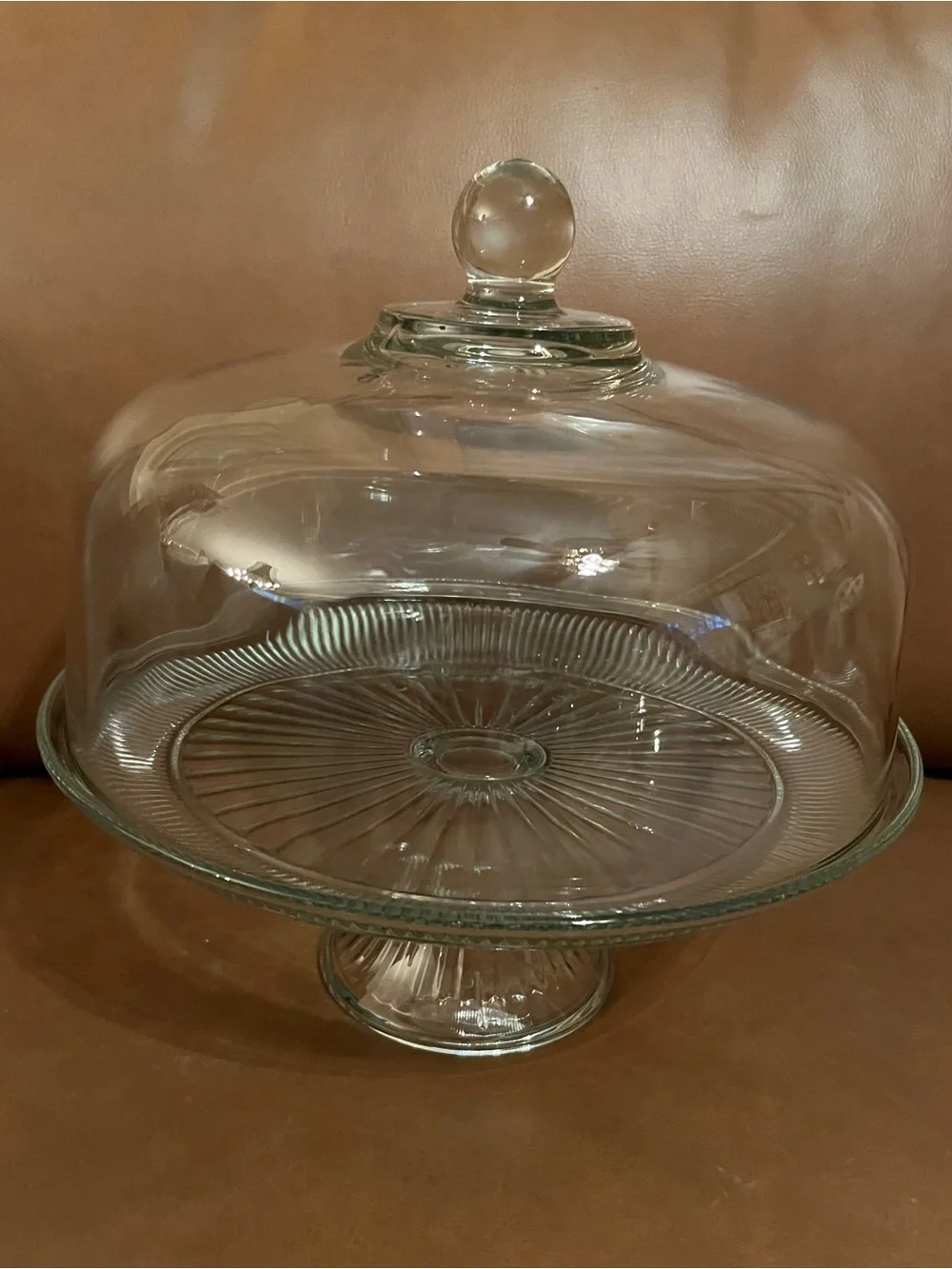Vtg Anchor Hocking Glass CANTON Cake Stand 12” with Dome Cover 4 1/2”